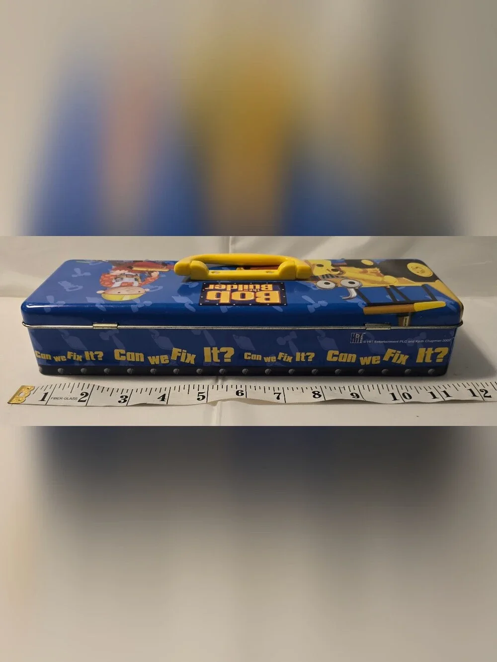 Vintage 2002 Bob the Builder Tin Metal Toolbox The Tin Box Company 12